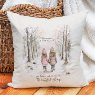 Different Like Snowflake Little Girls Forest   Cushion
