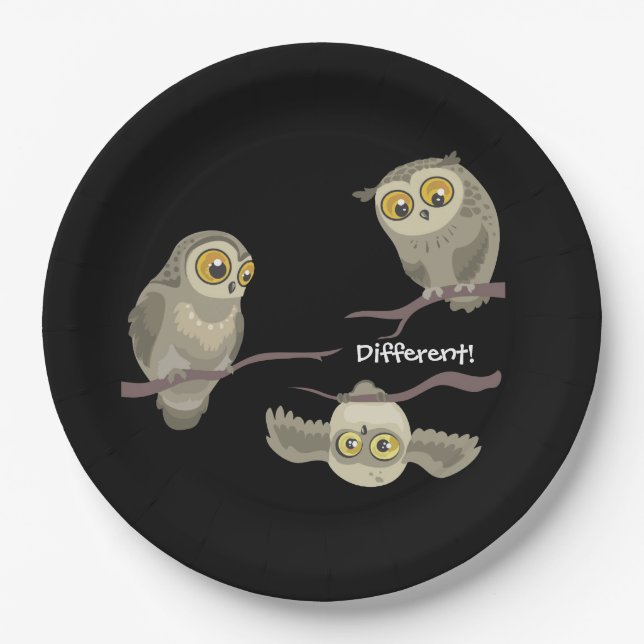 Different little upside down owl paper plate (Front)