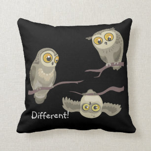 Different! little upsidedown owl~ throw pillow