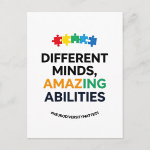 Different Minds Amazing Abilities Awareness Art Holiday Postcard