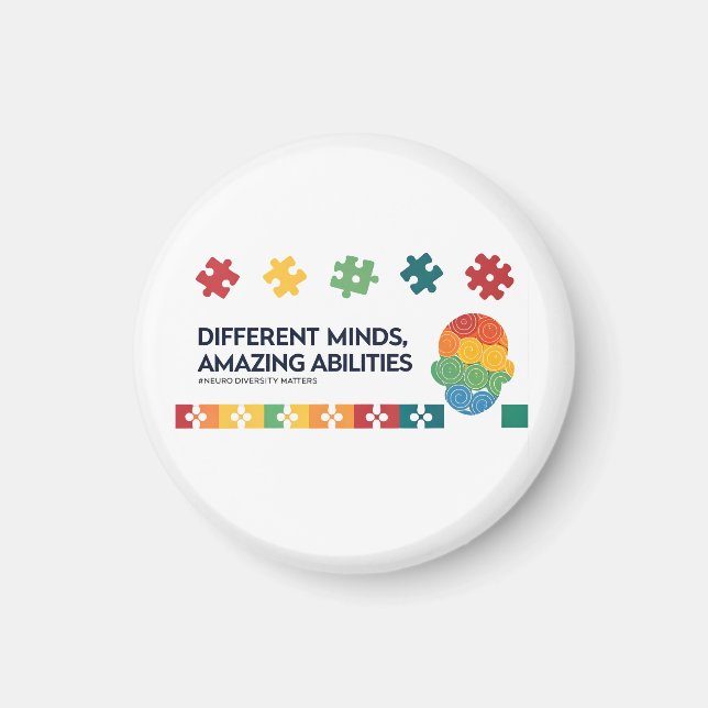 Different Minds Amazing Abilities Awareness Art Magnet (Front)
