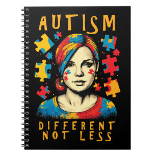 Different Not Less Autism Awareness Positive Quote Notebook