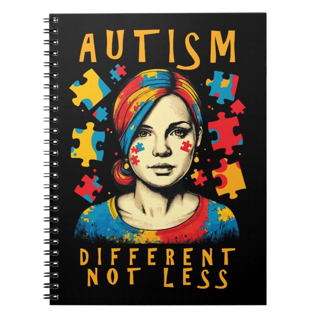 Different Not Less Autism Awareness Positive Quote Notebook (Front)