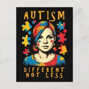 Different Not Less Autism Awareness Positive Quote Postcard