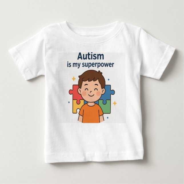 Different, Not Less – Autism Awareness with Love Baby T-Shirt (Front)