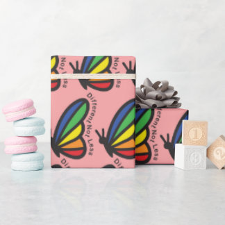 Different Not Less Autism Colorful Butterfly ASD Wrapping Paper