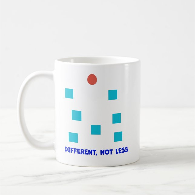 Different, Not Less  Inclusive Shapes Illustration Coffee Mug (Left)