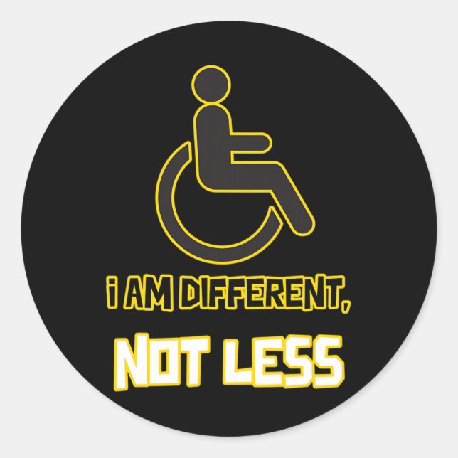 different not less person with disability wheelcha classic round sticker (Front)