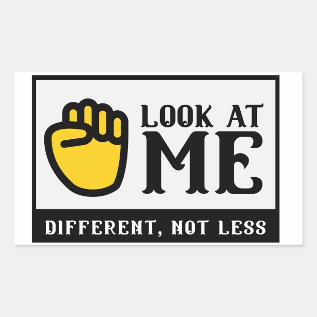 DIFFERENT, NOT LESS sign language awareness        Rectangular Sticker (Front)