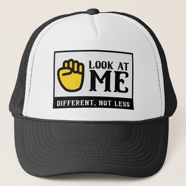 DIFFERENT, NOT LESS sign language awareness   Trucker Hat (Front)