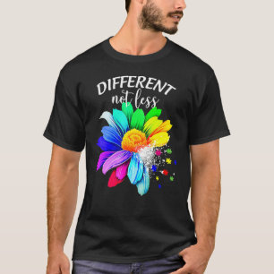 Different Not Less Sunflower Autism Puzzle Awarene T-Shirt