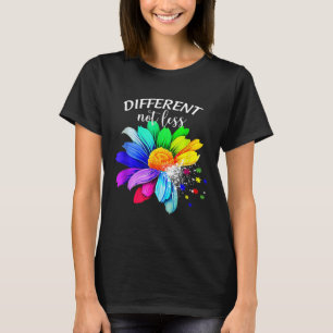Different Not Less Sunflower Autism Puzzle Awarene T-Shirt