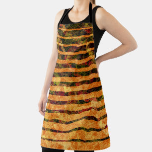 Different orange stripes, scratched small squares apron