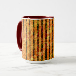 Different orange stripes, scratched small squares mug