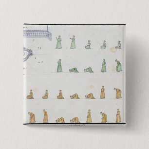 Different positions of the Body during Prayer from 15 Cm Square Badge