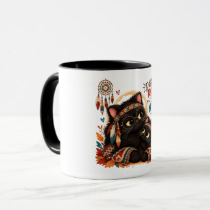 Different Roots Same Heart Black Cat Mom Mug