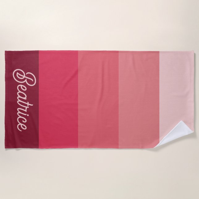 Different Shades of Pink Customisable Beach Towel (Front)