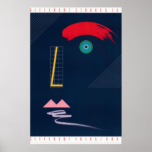 Different Strokes for Geometric Abstract Vintage Poster