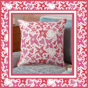 Different Style Of Flower & Hearts Pattern Cushion