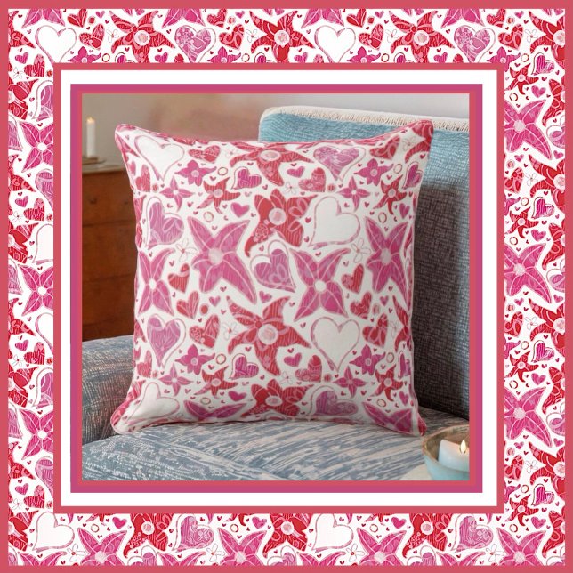 Different Style Of Flower & Hearts Pattern Cushion (Creator Uploaded)