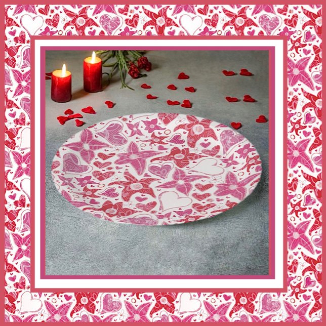 Different Style Of Flower & Hearts Pattern Paper Plate (Creator Uploaded)