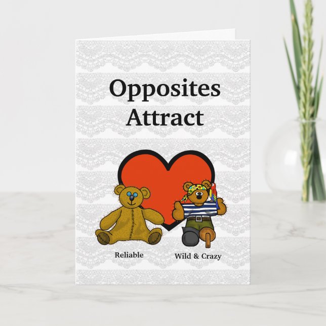 Different Teddy Bears Funny Couples Card (Front)