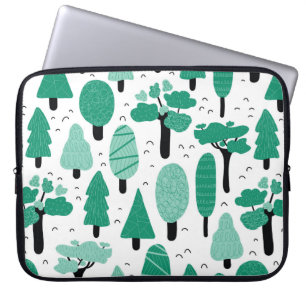 Different types of trees seamless vintage pattern. laptop sleeve