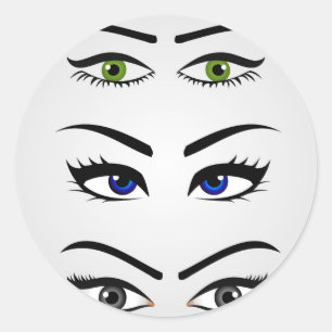 Different types of womens eyes classic round sticker