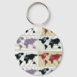 Different world maps key ring