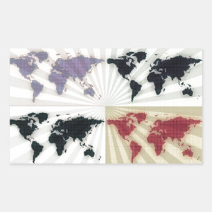 Different world maps rectangular sticker