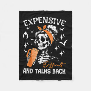 Difficult & Talks Back Halloween Mama Skeleton Fleece Blanket