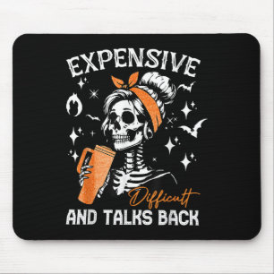 Difficult & Talks Back Halloween Mama Skeleton Mouse Pad