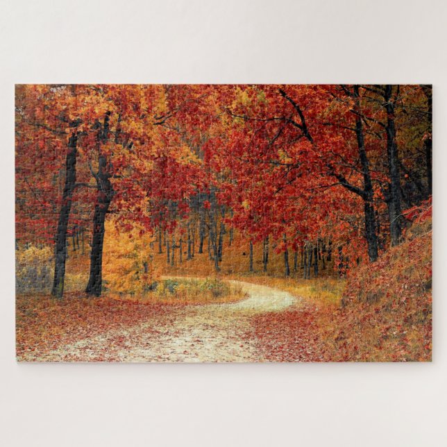 Difficult Autumn Red Season Landscape Puzzle (Horizontal)