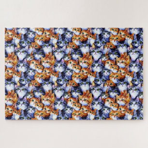 Difficult   cat faces collage ginger grey pet  jigsaw puzzle