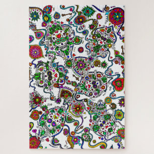 Difficult Day Of The Dead Pattern Jigsaw Puzzle
