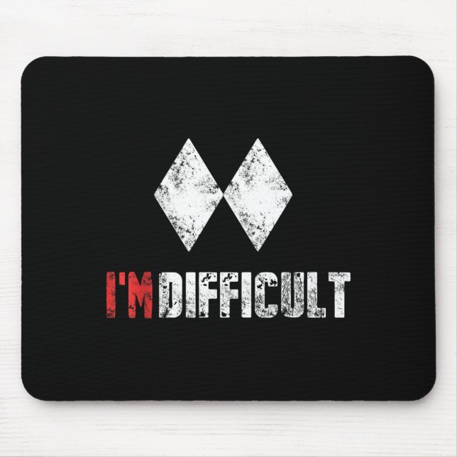 Difficult funny skiing snowboarding lover winter mouse pad (Front)