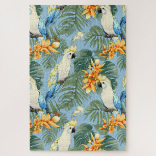 Difficult Pretty Tropical Cockatoo Pattern  Jigsaw Puzzle