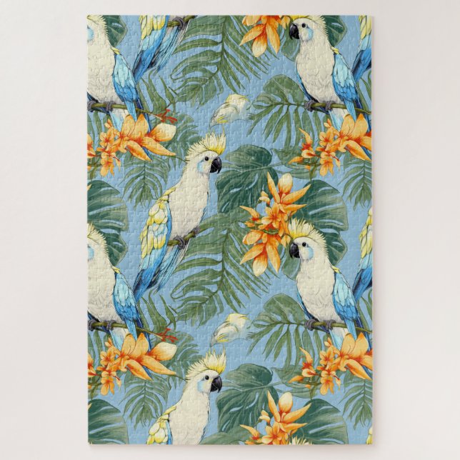 Difficult Pretty Tropical Cockatoo Pattern  Jigsaw Puzzle (Vertical)