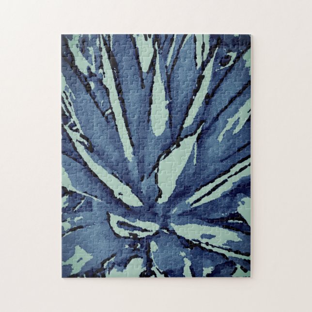 Difficult Rustic Blue Gray Agave Puzzle (Vertical)