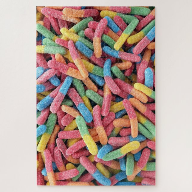 Difficult Sour Gummy Worm Candy Photo Jigsaw Puzzle (Vertical)