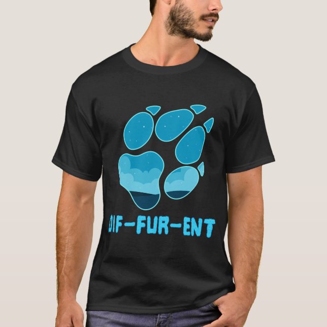 Diffurent Paw Print Furry Fursona T-Shirt (Front)