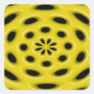 Diffuse Yellow And Black Ellipsoid Square Sticker