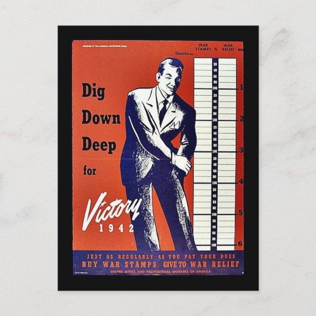 Dig Down Deep For Victory 1942 Postcard (Front)
