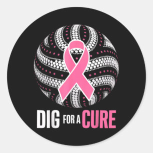 Dig For A Breast Cancer Awareness Volleyball nk Classic Round Sticker