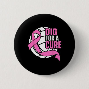 Dig For A Cure Breast Cancer Awareness Volleyball 6 Cm Round Badge