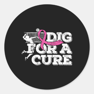 Dig For A Cure Breast Cancer Awareness Volleyball Classic Round Sticker