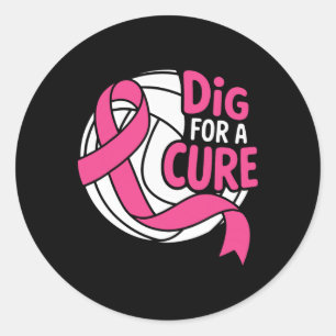 Dig For A Cure Breast Cancer Awareness Volleyball  Classic Round Sticker