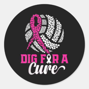 Dig For A Cure Breast Cancer Awareness Volleyball Classic Round Sticker
