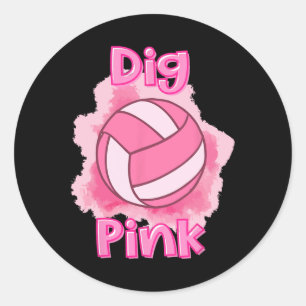 Dig For A Cure Breast Cancer Awareness Volleybyll Classic Round Sticker