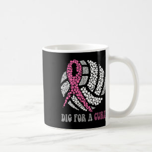 Dig For A Cure Breast Cancer Dot Style Volleybyll Coffee Mug
